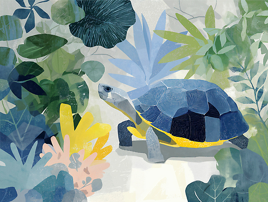 JPG 식물 동물 컬러 채소 일러스트 자연 생명 생물 정원 탐험 거북이 숲 열대식물 생태계 식물원 국내일러스트 AI일러스트 AI콘텐츠 파충류 파일형식