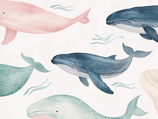 JPG 디자인 예술 바다 컬러 일러스트 자연 생물 어류 심해 수중 수중동물 고래 그림 생태계 파스텔 뷰티풀 국내일러스트 AI일러스트 AI콘텐츠 동물 포유류 학용품 바닷속 파일형식