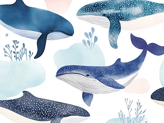 JPG 식물 동물 예술 바다 일러스트 포유류 자연 생물 파란색 평화 환경 수중 수영 수중동물 고래 생태계 뷰티풀 국내일러스트 AI일러스트 AI콘텐츠 컬러 컨셉 수상스포츠 파일형식