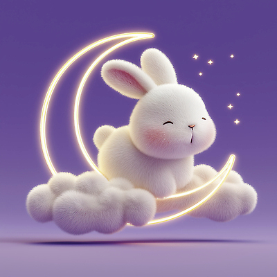 JPG 동물 구름 편집이미지 캐릭터 디자인 행복 별 백그라운드 하늘 3D 꿈 달 토끼 꿈꾸다 편집3D AI컴퓨터그래픽 AI콘텐츠 자연요소 감정 포유류 반려동물 디지털합성 파일형식