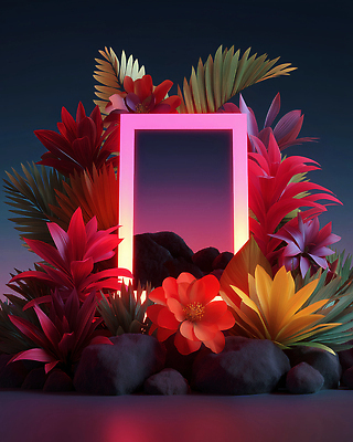 JPG 식물 편집이미지 디자인 꽃 자연 생명 조명 프레임 장식 3D 정원 분위기 그림 네온 뷰티풀 색감 편집3D AI컴퓨터그래픽 AI콘텐츠 컨셉 디지털합성 생태계 파일형식