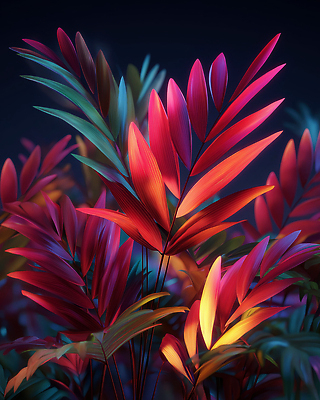 JPG 모양 식물 편집이미지 컬러 잎 자연 조명 3D 환경 숲 신비 열대식물 생태계 자원 뷰티풀 색채 편집3D AI컴퓨터그래픽 AI콘텐츠 컨셉 디지털합성 파일형식