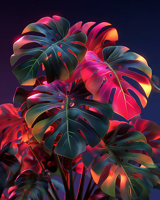 JPG 식물 편집이미지 컬러 자연 나뭇잎 풍경 초록색 빛 3D 정원 저녁 조경 분재 뷰티풀 색감 생동감 편집3D AI컴퓨터그래픽 AI콘텐츠 나무 잎 야간 디지털합성 생태계 파일형식