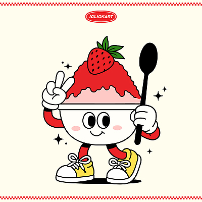 캐릭터 디자인 음식 컬러 포즈 일러스트 딸기 아이스크림 디저트 미소 귀여움 숟가락 만화 즐거움 오브젝트 그림 상큼 먹거리 일러캐릭터 AI파일 감정 컨셉 과일 수저 표정 파일형식 벡터