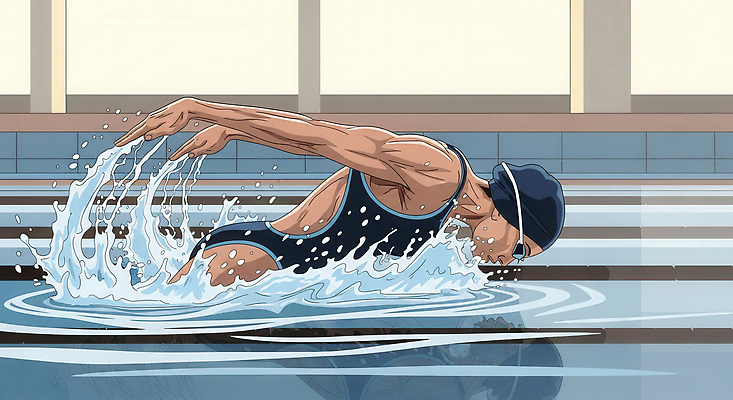 JPG 남자 수영복 스포츠 포즈 일러스트 수영장 기술 물 여름 운동 수영 힘 경쟁 활발 연습 수영선수 수영모 자유형 국내일러스트 AI일러스트 AI콘텐츠 자연요소 옷 계절 컨셉 운동선수 건강 사람 수상스포츠 수영용품 파일형식