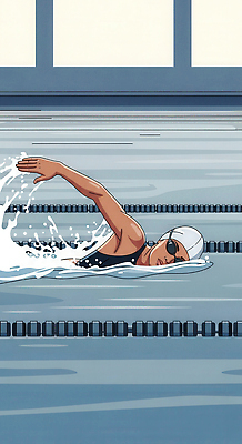 JPG 여자 수영복 물결 스포츠 일러스트 수영장 건강 물 여름 선글라스 운동 수영 연습 수영선수 수영모 팔 자유형 실내수영장 국내일러스트 AI일러스트 AI콘텐츠 자연요소 옷 계절 안경 운동선수 실내 사람 신체부위 수상스포츠 수영용품 파일형식