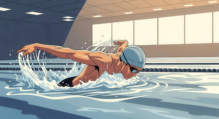 JPG 수영복 스포츠 포즈 신체 일러스트 운동선수 수영장 기술 실내 건강 물 운동 수중 수영 경쟁 물방울 급류 집중 연습 자유형 국내일러스트 AI일러스트 AI콘텐츠 자연요소 옷 컨셉 내부 수상스포츠 파일형식