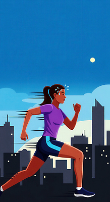 JPG 여자 스포츠 일러스트 모션 아침 건강 일상 달리기 운동 힘 도시 집중 체육 땀 열정 스카이라인 운동가 스타일 국내일러스트 AI일러스트 AI콘텐츠 주간 감정 컨셉 사람 라이프 파일형식