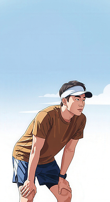 JPG 남자 스포츠 일러스트 휴식 건강 풍경 야외 여름 운동복 운동 활발 집중 연습 땀 열정 산들바람 국내일러스트 AI일러스트 AI콘텐츠 옷 계절 감정 컨셉 바람 사람 파일형식
