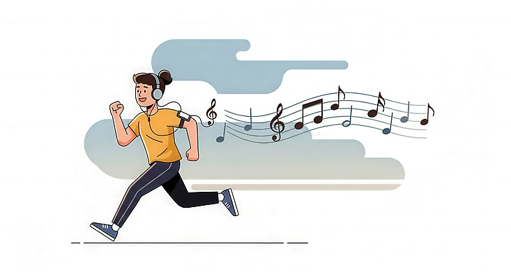 JPG 행복 음악 스포츠 이어폰 일러스트 건강 일상 운동복 달리기 조깅 운동 야외활동 헬스 소리 활발 기운 즐거움 땀 리듬 스트레스해소 국내일러스트 AI일러스트 AI콘텐츠 옷 감정 음향기기 컨셉 모션 문화예술 라이프 파일형식