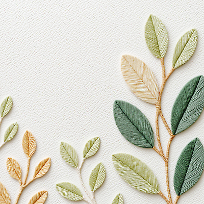 JPG 모양 편집이미지 디자인 예술 컬러 백그라운드 잎 자연 장식 흰색 자수 수공예 뷰티풀 편집실사 AI포토 AI콘텐츠 식물 공예 CG 생태계 파일형식