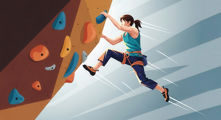 JPG 여자 벽 스포츠 포즈 일러스트 모션 실내 친구 운동복 운동 햇빛 힘 도전 균형 집중 연습 즐거움 역동적 암벽등반 국내일러스트 AI일러스트 AI콘텐츠 옷 감정 컨셉 관계 건강 사람 내부 태양 등산 파일형식