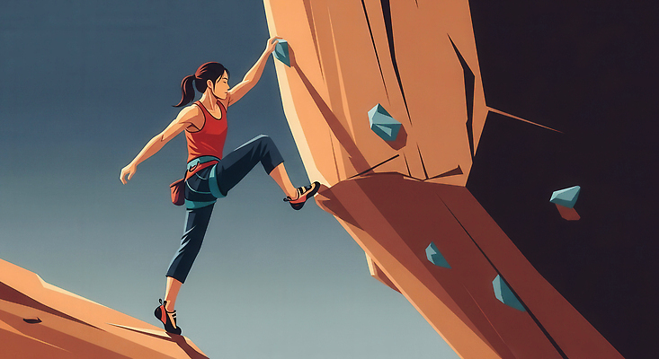 JPG 여자 스포츠 일러스트 모션 자연 운동 햇빛 등산 트래킹 자유 도전 바위 장애물 집중 암벽 열정 뛰어넘기 오후 클라이밍 국내일러스트 AI일러스트 AI콘텐츠 감정 컨셉 레저 건강 사람 태양 등반 돌_바위 생태계 넘기 파일형식