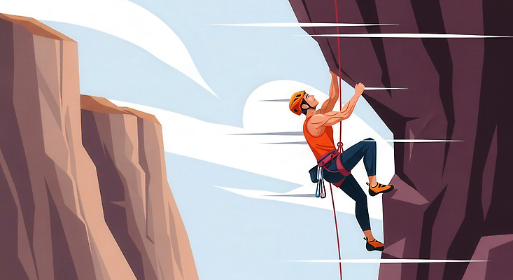 JPG 남자 밧줄 스포츠 일러스트 자연 하늘 안전 풍경 세로 여름 운동 힘 장비 자유 도전 바위 헬멧 아래 암벽등반 국내일러스트 AI일러스트 AI콘텐츠 계절 줄 컨셉 건강 사람 등산 돌_바위 보호장비 방향 생태계 위치 파일형식