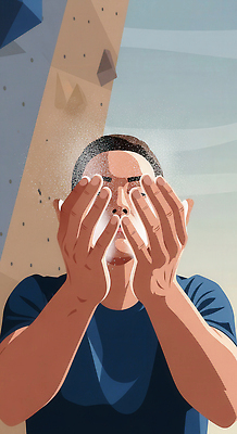 JPG 손 남자 스포츠 일러스트 모션 자연 조명 취미 야외 여름 운동 에너지 도전 가루 집중 체육 준비 클라이밍 국내일러스트 AI일러스트 AI콘텐츠 계절 컨셉 건강 사람 신체부위 등반 생태계 파일형식