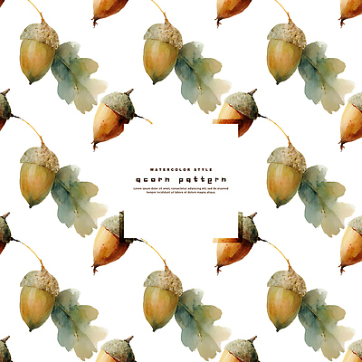 모양 PSD 편집이미지 디자인 예술 패턴 자연 나뭇잎 수채화 장식 도토리 뷰티풀 색감 핸드메이드 이미지편집 잎 무늬 견과류 생태계 파일형식