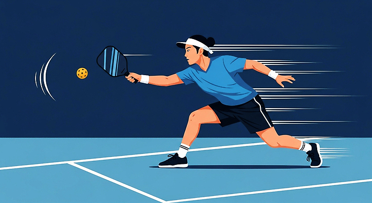 JPG 스포츠 일러스트 반바지 공 운동선수 서브 기술 경기 파란색 운동 경쟁 코트 테니스 라켓 집중 속도 스트라이크 액션 스매싱 국내일러스트 피클볼 AI일러스트 AI콘텐츠 스포츠용품 컬러 컨셉 바지 모션 건강 구기 외투 파일형식