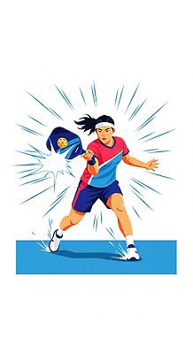 JPG 여자 스포츠 포즈 일러스트 모션 성공 운동선수 건강 경기 운동 힘 경쟁 에너지 라켓 스윙 체육관 역동적 배드민턴 스트라이크 국내일러스트 피클볼 AI일러스트 AI콘텐츠 스포츠용품 컨셉 사람 구기 파일형식