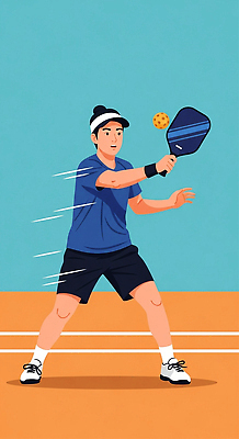 JPG 남자 스포츠 일러스트 공 모션 건강 경기 취미 야외 운동 경쟁 에너지 테니스 라켓 집중 연습 즐거움 역동적 파란배경 흥미 국내일러스트 피클볼 AI일러스트 AI콘텐츠 감정 스포츠용품 백그라운드 컨셉 사람 파란색 구기 파일형식