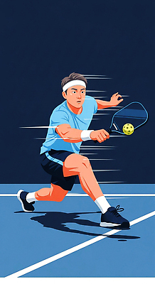 JPG 남자 스포츠 포즈 일러스트 공 운동선수 경기 달리기 운동 경쟁 코트 테니스 라켓 목표 공격 집중 연습 착용 국내일러스트 피클볼 AI일러스트 AI콘텐츠 스포츠용품 컨셉 모션 건강 사람 구기 외투 파일형식