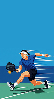 JPG 남자 스포츠 일러스트 공 모션 운동선수 서브 경기 여름 운동 경쟁 경기장 코트 게임 집중 체육 열정 국내일러스트 피클볼 AI일러스트 AI콘텐츠 계절 감정 컨셉 스포츠시설 놀이 건강 사람 구기 외투 파일형식