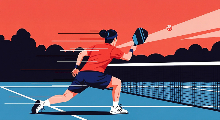 JPG 스포츠 일러스트 공 하늘 운동선수 사람 경기 빨간색 운동복 운동 코트 테니스 라켓 네트 스윙 저녁 집중 샷 국내일러스트 피클볼 AI일러스트 AI콘텐츠 옷 스포츠용품 컬러 포즈 컨셉 자세 건강 구기 외투 야간 파일형식