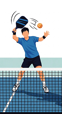 JPG 남자 스포츠 일러스트 공 모션 기술 경기 취미 운동 경쟁 경기장 라켓 네트 탁구 집중 연습 긍정적 액션 평면 흥미 국내일러스트 피클볼 AI일러스트 AI콘텐츠 감정 스포츠용품 컨셉 스포츠시설 건강 사람 구기 파일형식