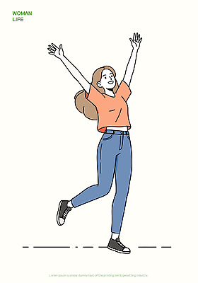 행복 감정 운동화 티셔츠 일러스트 표정 웃음 생활 청춘 손들기 활발 기쁨 에너지 자유 청바지 즐거움 긍정적 국내일러스트 AI파일 신발 컨셉 셔츠 바지 모션 파일형식 벡터