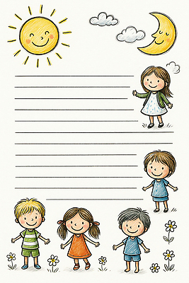 JPG 행복 감정 어린이 컬러 일러스트 모션 자연 놀이 웃음 일상 여름 친구 햇빛 스케치 즐거움 그림 상상력 창의력 동심 국내일러스트 AI일러스트 AI콘텐츠 계절 관계 표정 미술 사람 라이프 태양 생태계 파일형식