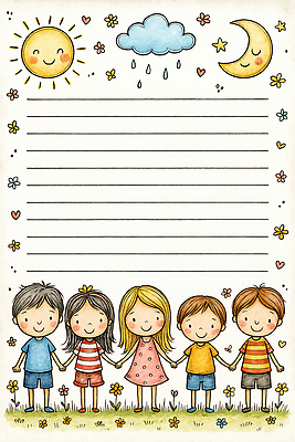 JPG 행복 어린이 꽃밭 일러스트 자연 놀이 함께함 웃음 여름 친구 햇빛 손잡기 유치원 자유 즐거움 생동감 국내일러스트 AI일러스트 AI콘텐츠 계절 교육 꽃 감정 컨셉 관계 모션 표정 사람 태양 생태계 파일형식