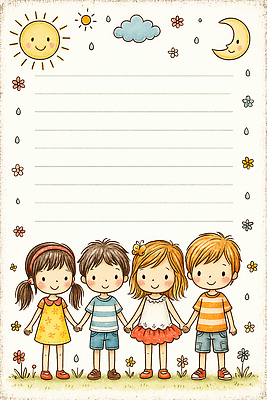 JPG 구름 캐릭터 꽃 행복 어린이 백그라운드 일러스트 가족 놀이 사랑 미소 여름 친구 햇빛 손잡기 유치원 놀이공원 즐거움 밝은색 아기자기 국내일러스트 일러캐릭터 AI일러스트 AI콘텐츠 자연요소 식물 계절 교육 감정 컨셉 관계 모션 표정 사람 태양 테마파크 파일형식