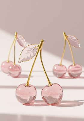 JPG 편집이미지 분홍색 잎 유리 탁자 장식 인테리어 금색 투명 체리 오브젝트 모던 그림 편집실사 AI컴퓨터그래픽 AI콘텐츠 식물 디자인 컬러 가구 과일 재질 CG 파일형식