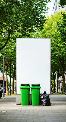 JPG 나무 편집이미지 봉투 거리 광고판 거리풍경 초록색 환경 깨끗함 공백 도시 쓰레기 성냥 청소 정리 수거함 편집실사 AI포토 AI콘텐츠 식물 컬러 컨셉 알림판 풍경 CG 판 파일형식