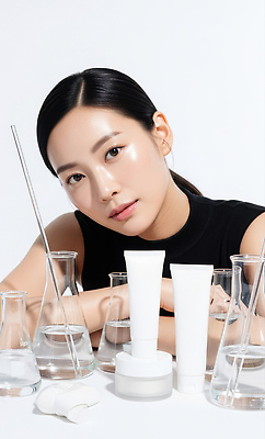 JPG 모델 편집이미지 관리 안전 뷰티 화장품 촉촉함 도구 실험실 상품 시원함 피부 크림 화사함 젤 의료성형뷰티 편집실사 AI인물포토 AI콘텐츠 컨셉 실험 신체부위 젖음 CG 파일형식 AI포토