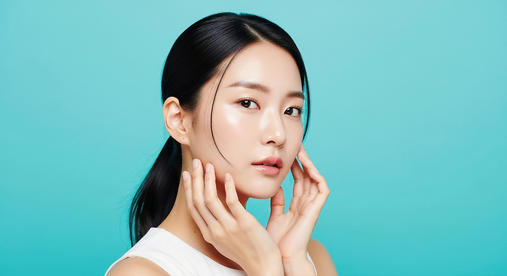 JPG 편집이미지 여자 포즈 백그라운드 표정 빛 화장 뷰티 자신감 피부 청록색 스킨케어 의료성형뷰티 스타일 세련 편집실사 AI인물포토 AI콘텐츠 감정 컬러 사람 신체부위 CG 파일형식 AI포토