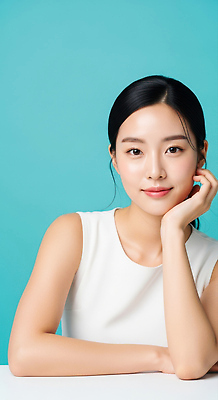 JPG 편집이미지 헤어스타일 여자 얼굴 백그라운드 미소 우아함 편안함 청록색 초상화 뷰티풀 의료성형뷰티 스타일 편집실사 AI인물포토 AI콘텐츠 컬러 컨셉 표정 사람 신체부위 감각 CG 그림 파일형식 AI포토