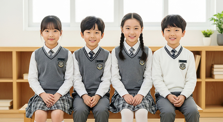 JPG 편집이미지 교육 교복 초등학생 어린이 교실 표정 미소 일상 친구 학습 그룹 편안함 즐거움 의료성형뷰티 편집실사 AI인물포토 AI콘텐츠 학생 옷 감정 학교 관계 사람 라이프 감각 CG 파일형식 AI포토