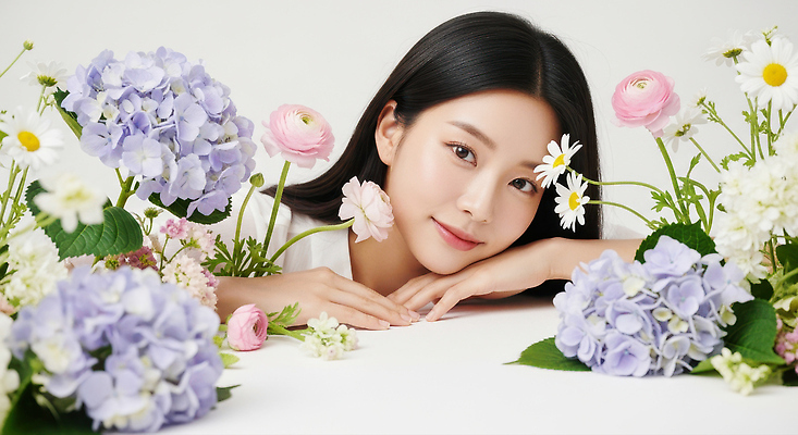 JPG 식물 편집이미지 여자 꽃 감정 컬러 포즈 자연 조명 미소 촬영 화관 봄 화사함 뷰티풀 의료성형뷰티 편집실사 AI인물포토 AI콘텐츠 계절 컨셉 표정 사람 CG 생태계 파일형식 AI포토
