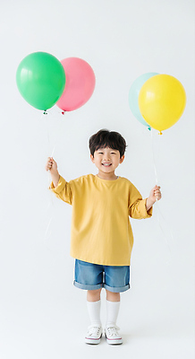 JPG 편집이미지 행복 감정 어린이 분홍색 컬러 백그라운드 놀이 표정 웃음 파란색 노란색 주황색 즐거움 풍선 의료성형뷰티 편집실사 AI인물포토 AI콘텐츠 사람 CG 파일형식 AI포토