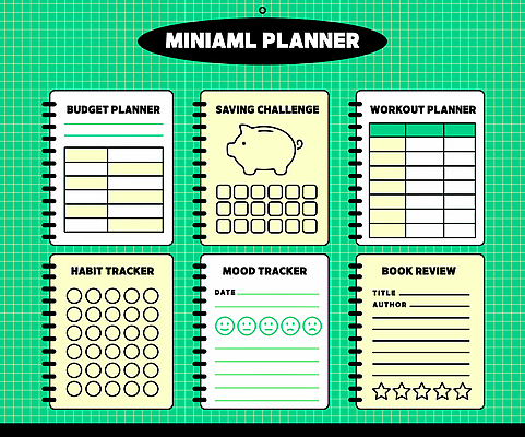 템플릿 디자인 감정 일러스트 관리 독서 운동 저축 기록 목표 계획 정리 습관 추적 리뷰 플래너 국내일러스트 AI파일 예산군 컨셉 모션 건강 금융 충청남도 파일형식 벡터