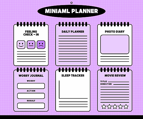 템플릿 디자인 일러스트 관리 일상 다이어리 기록 계획 정리 목표설정 자기계발 창의성 효율 국내일러스트 AI파일 컨셉 라이프 사무용품 파일형식 벡터