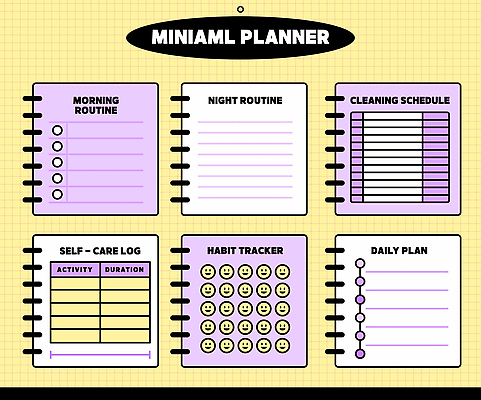 디자인 일러스트 도구 기록 어플리케이션 정리 시간관리 자기관리 스타일 국내일러스트 AI파일 파일형식 벡터
