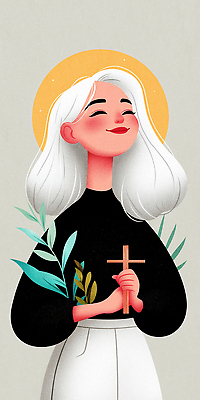 JPG 식물 헤어스타일 디자인 여자 감정 종교 얼굴 예술 백그라운드 십자가 일러스트 자연 미소 머리카락 기독교인 그림 부드러움 채색 국내일러스트 AI일러스트 AI콘텐츠 기독교 표정 미술 사람 신체부위 머리 감각 생태계 파일형식