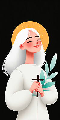 JPG 여자 행복 종교 예술 컬러 백그라운드 십자가 일러스트 표정 평화 기도 영혼 신성 뷰티풀 창의성 국내일러스트 AI일러스트 AI콘텐츠 감정 컨셉 사람 파일형식