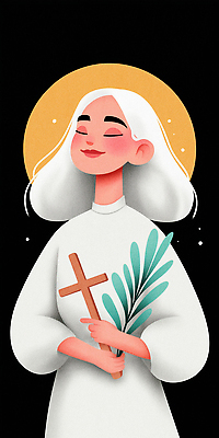 JPG 무료이미지 긴머리 여자 감정 기독교 종교 예술 상징 십자가 일러스트 자연 미소 평화 고요 표현 감성 밝은색 국내일러스트 AI일러스트 AI콘텐츠 헤어스타일 컨셉 표정 사람 생태계 파일형식