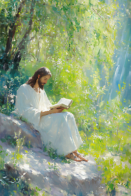 JPG 나무 일러스트 자연 휴식 책 초록색 빛 독서 햇빛 평화 성경 희망 고요 예수 영혼 숲 명상 뷰티풀 동정 국내일러스트 AI일러스트 AI콘텐츠 식물 감정 컬러 컨셉 종교용품 태양 신_종교 생태계 파일형식