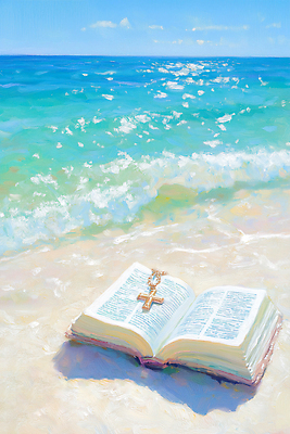 JPG 기독교 종교 물결 모래 바다 십자가 일러스트 자연 휴식 풍경 해변 여름 평화 성경 기도 조용 국내일러스트 AI일러스트 AI콘텐츠 계절 컨셉 종교용품 생태계 파일형식