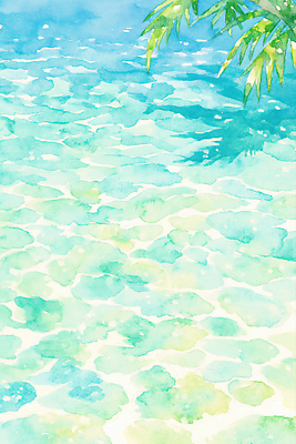 JPG 물결 파도 바다 컬러 일러스트 자연 휴식 수채화 해변 여름 파란색 햇빛 반사 평화 맑음 수영 산책 수면 수중식물 해수욕 차분 국내일러스트 AI일러스트 AI콘텐츠 식물 계절 컨셉 날씨 휴가 물 태양 수상스포츠 생태계 파일형식