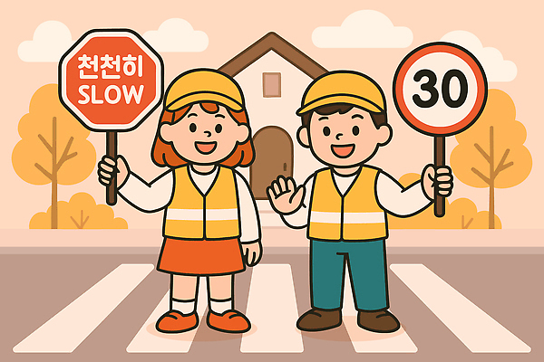 도로 길 어린이 교통 유니폼 일러스트 날씨 친절 안내 주택 경고 안전 손짓 보행자 교차로 속도 신호 교통안전 소통 국내일러스트 AI파일 옷 컨셉 교통시설 모션 사람 건물 파일형식 벡터