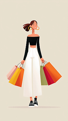 JPG 여자 패션 컬러 일러스트 모션 휴식 일상 쇼핑 청춘 쇼핑백 소풍 유행 기쁨 도시 즐거움 주말 사교 스타일 국내일러스트 AI일러스트 AI콘텐츠 감정 컨셉 가방 사람 라이프 야외활동 파일형식